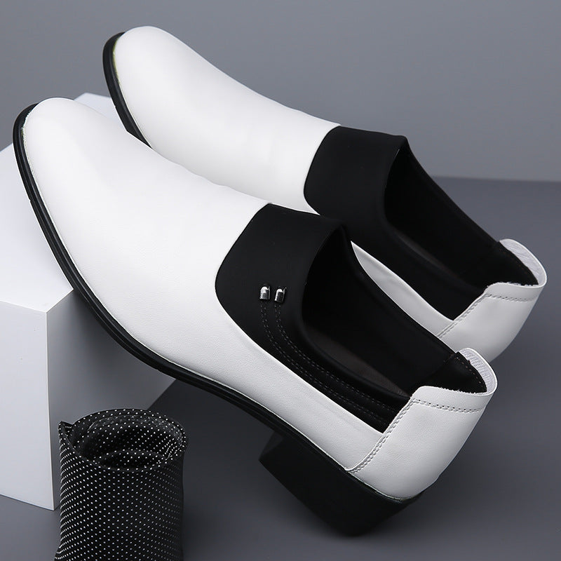 Men's British Business Soft Leather Pointed Toe Youth Leather White Shoes Pumps