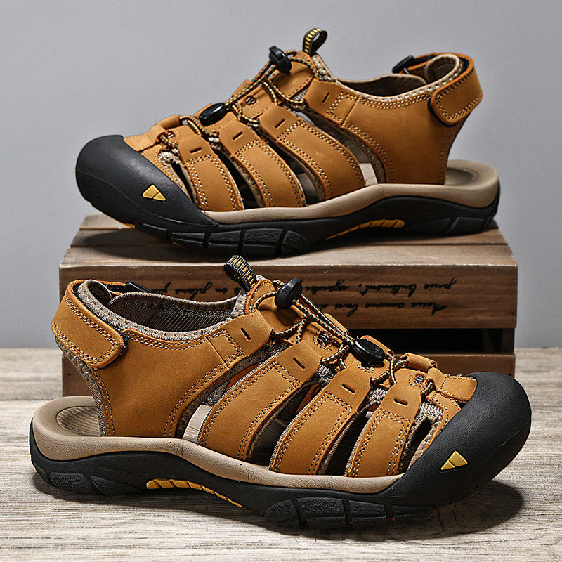 Top Layer Leather Plus Size Men's Beach Sandals